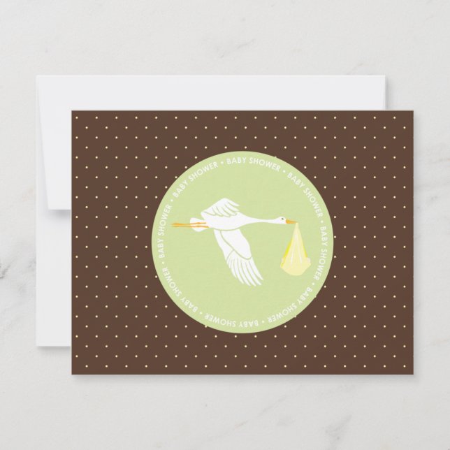 Baby Shower RSVP Card - Green and Brown Dots (Front)