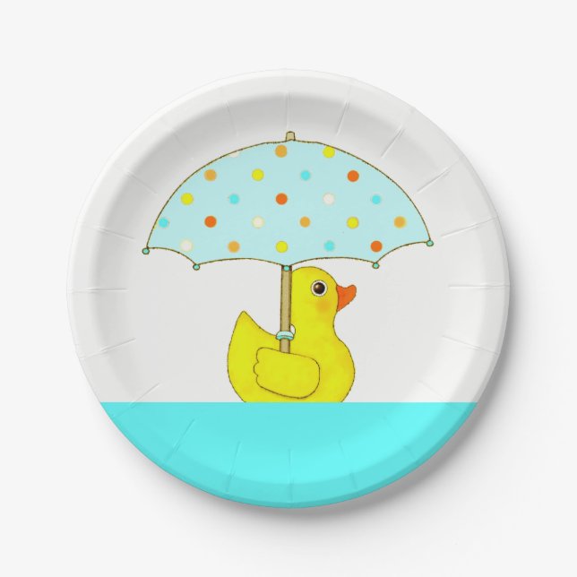 Baby Shower Rubber Duck  Paper Plate (Front)