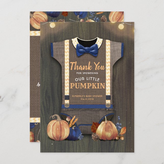 Baby Shower Rustic Fall Pumpkins Cute Thank You (Front/Back)