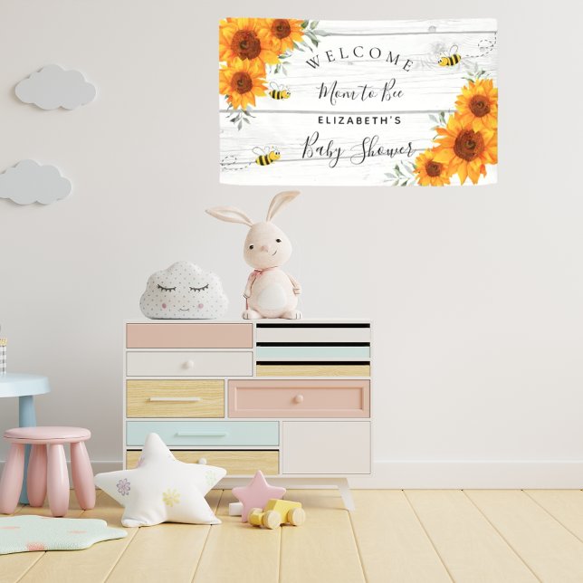 Baby Shower rustic wood sunflowers mum to bee Banner (Creator Uploaded)
