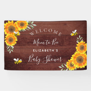Baby Shower rustic wood sunflowers mum to bee Banner