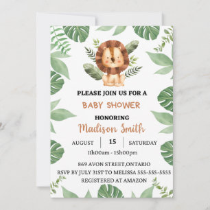 Baby shower safari boy invitation