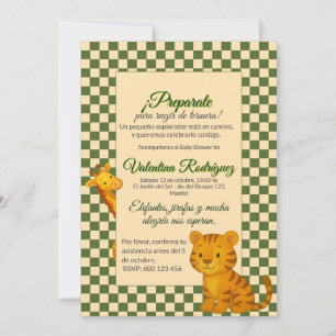 Baby Shower Safari Editable Chess PatternTigre Invitation