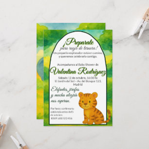 Baby Shower Safari Editable Kawaii tiger Invitation