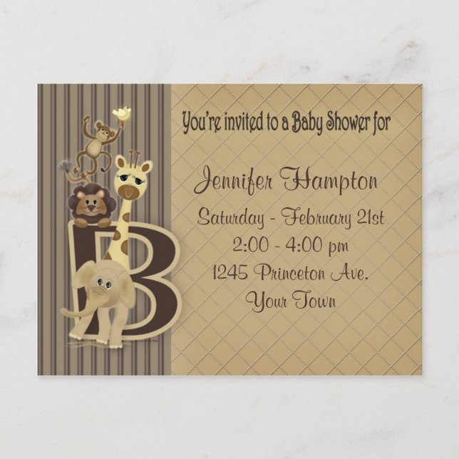 Baby Shower Safari in Browns Invitation Postcard (Front)