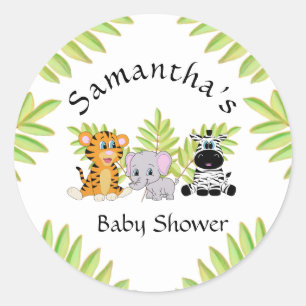 Baby Shower Safari Jungle Animals Gender Neutral Classic Round Sticker