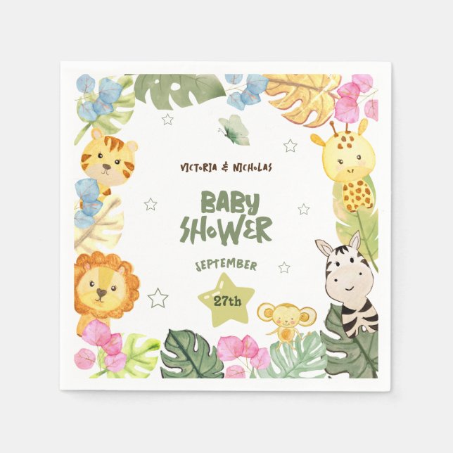 Baby Shower Safari Themed Boho Decoration Napkin (Front)