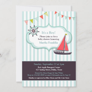 Baby Shower Sailing Boat Boy Invitation