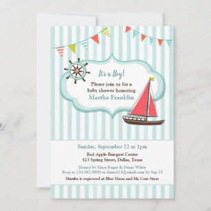 Baby Shower Sailing Boat Boy Invitation