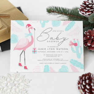 BABY SHOWER   Santa Claus Flamingo Invitation