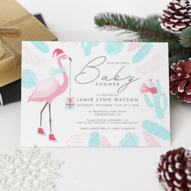 BABY SHOWER | Santa Claus Flamingo Invitation  (Creator Uploaded)