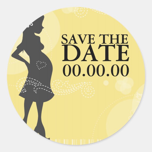 Baby Shower Save the Date Classic Round Sticker (Front)