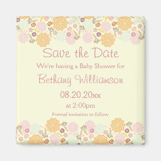 Baby Shower Save The Date Fancy Modern Floral Magnet