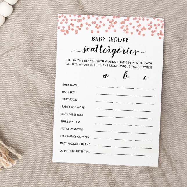 Baby Shower Scattergories party game Card (Creator Uploaded)