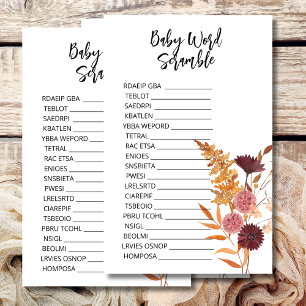 Baby Shower Scramble boho Fall Rustic floral 