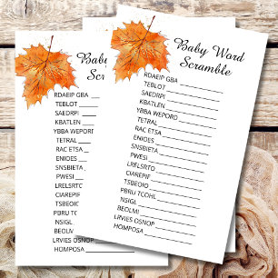 Baby Shower Scramble Fall Rustic brown leaves