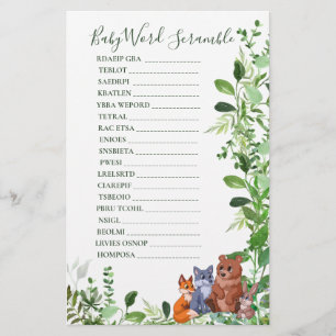 Baby Shower Scramble Woodland baby forest friends