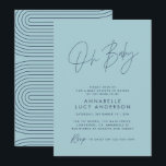 Baby shower script modern baby blue stylish invitation<br><div class="desc">Baby shower script modern baby blue elegant party invitation design. Ideal contemporary baby shower party design.  Part of a modern collection.</div>