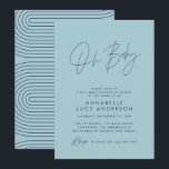 Baby shower script modern baby blue stylish invitation<br><div class="desc">Baby shower script modern baby blue elegant party invitation design. Ideal contemporary baby shower party design.  Part of a modern collection.</div>