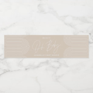 Baby shower script modern beige natural elegant water bottle label