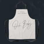 Baby shower script modern black and cream elegant apron<br><div class="desc">Baby shower script modern natural cream and black elegant party decor apron design. Ideal gender neutral design.</div>