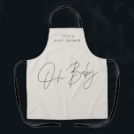 Baby shower script modern black and white elegant apron<br><div class="desc">Baby shower script modern black and white elegant party decor apron design. Ideal gender neutral design.</div>