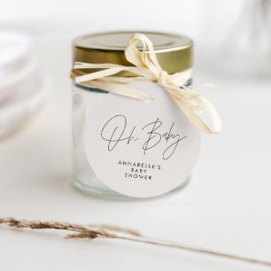 Baby shower script modern black white elegant favour tags