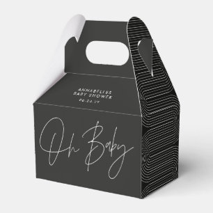 Baby shower script modern black white geometric favour box
