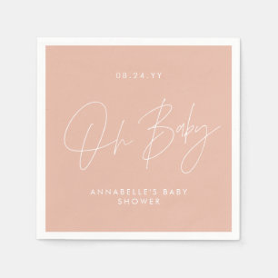 Baby shower script modern blush pink elegant napkin