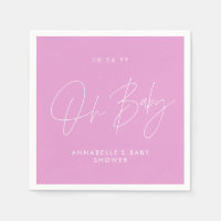Baby shower script modern cerise pink elegant