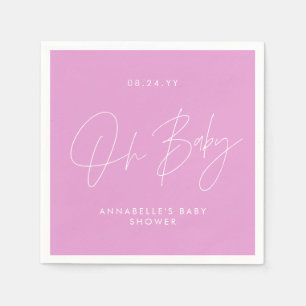 Baby shower script modern cerise pink elegant napkin