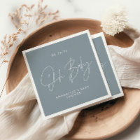 Baby shower script modern dusty blue elegant