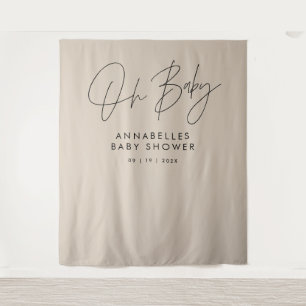 Baby shower script modern natural beige elegant tapestry