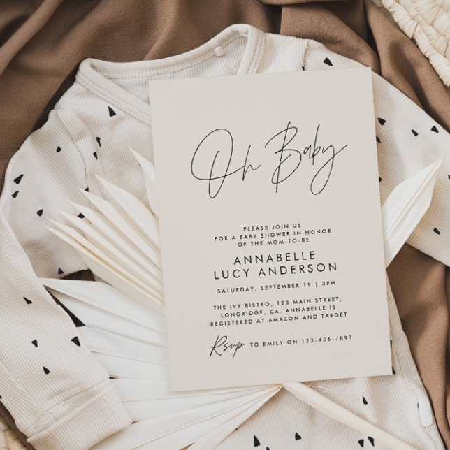 Baby shower script modern natural elegant invitation (Creator Uploaded)