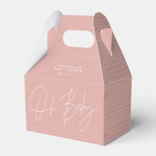 Baby shower script modern rose pink geometric favour box