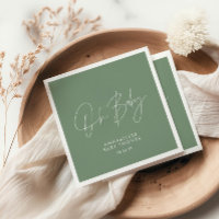 Baby shower script modern sage green elegant 