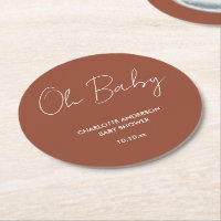Baby shower script modern terracotta brown elegant