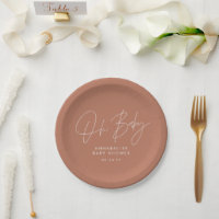 Baby shower script modern terracotta elegant