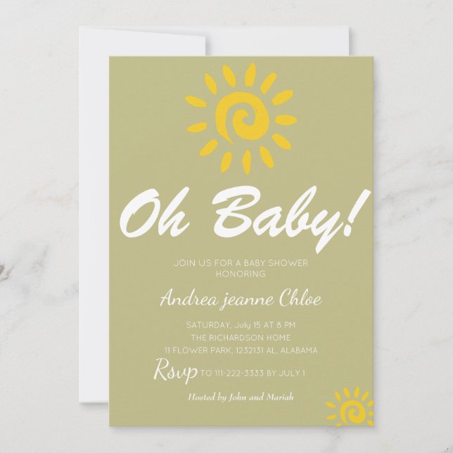  Baby Shower script Sunshine Simple Modern elegant Invitation (Front)