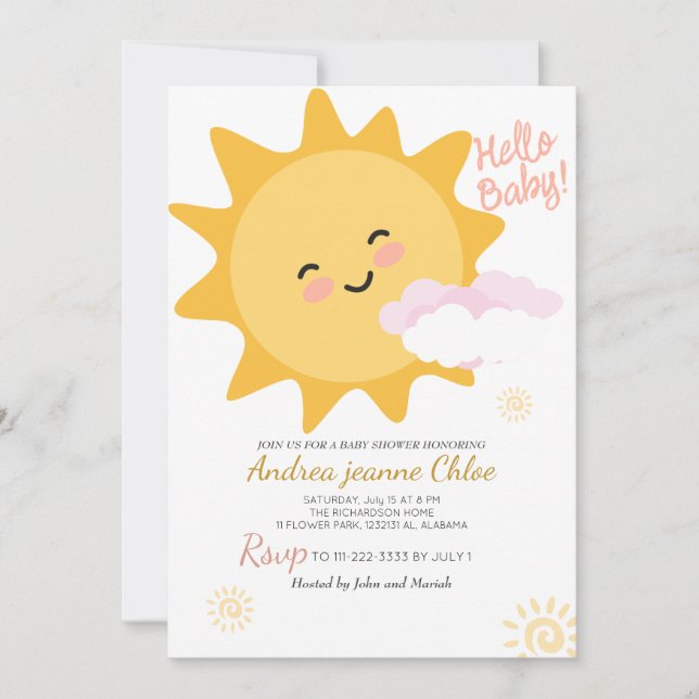  Baby Shower script Sunshine Simple Modern elegant Invitation (Front)