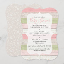 Baby Shower Shabby Pink & Sage Green Rustic Wood