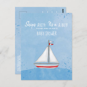 Baby Shower Ship Ahoy It's a Boy Simple Nautical Postcard