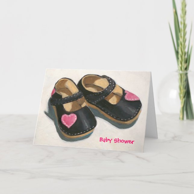 BABY SHOWER, SHOES WITH HEARTS INVITATION (Front)
