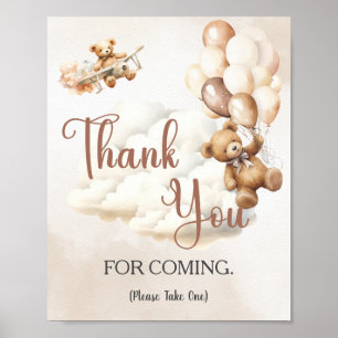 Baby Shower Sign THANK YOU FOR COMING Bear Balloon