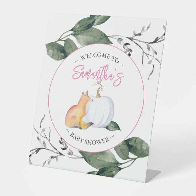Baby Shower Signs Fall Pumpkin Fox (Front)