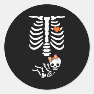 Baby Shower Skeleton Halloween Pregnancy Annouceme Classic Round Sticker