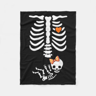 Baby Shower Skeleton Halloween Pregnancy Annouceme Fleece Blanket