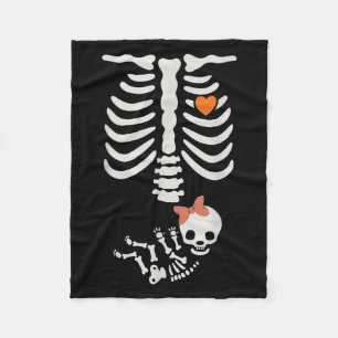 Baby Shower Skeleton Halloween Pregnancy Annouceme Fleece Blanket
