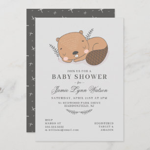 BABY SHOWER Sleepy Beaver Invitation