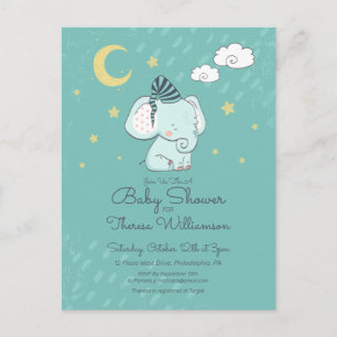 BABY SHOWER   Sleepy Little Elephant Postcard